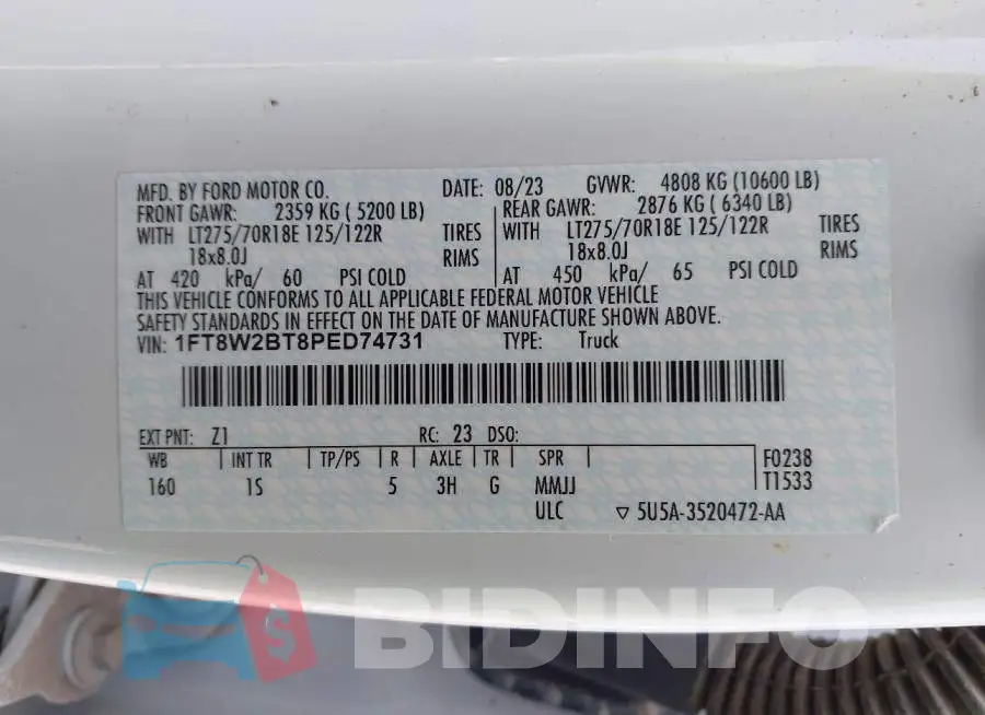 1FT8W2BT8PED74731 Photo# 8
