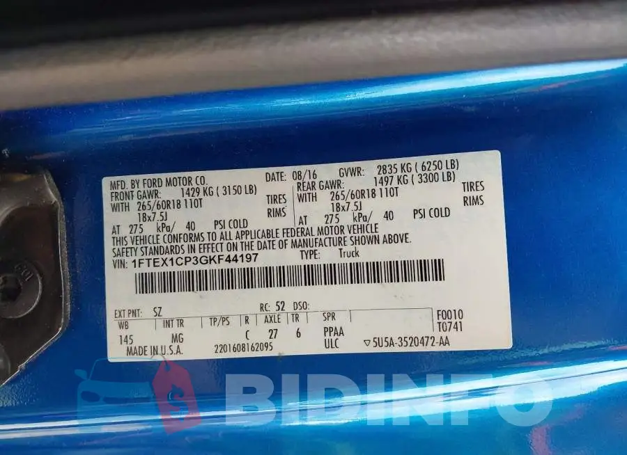 1FTEX1CP3GKF44197 Photo# 9