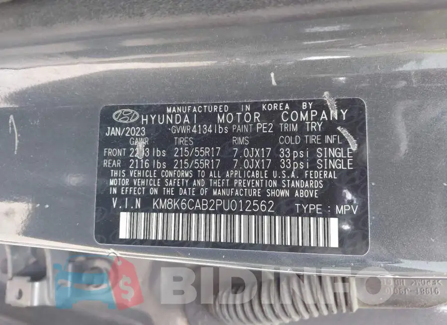 KM8K6CAB2PU012562 Photo# 9