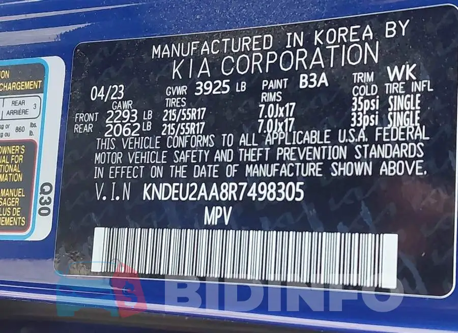 KNDEU2AA8R7498305 Photo# 9