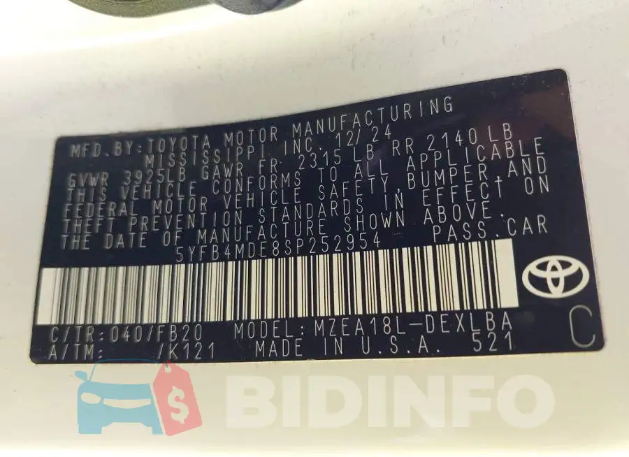 5YFB4MDE8SP252954 Photo# 9