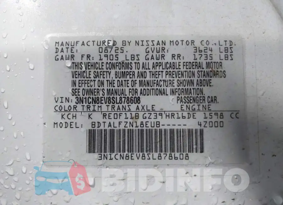 3N1CN8EV8SL878608 Photo# 9