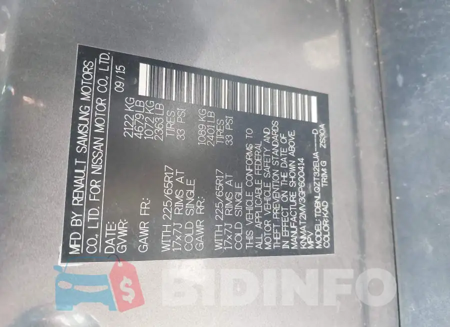 KNMAT2MV3GP600414 Photo# 9