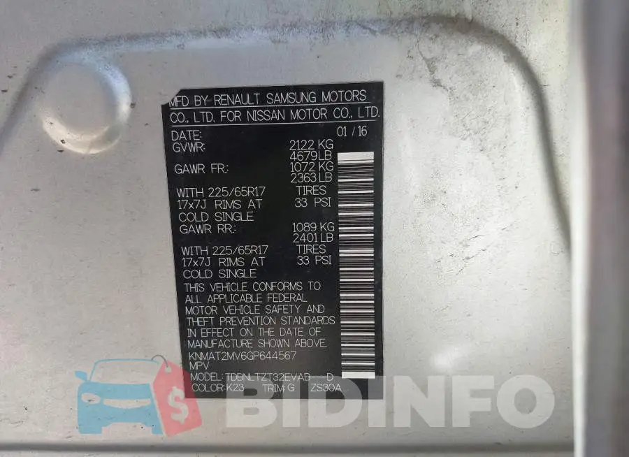 KNMAT2MV6GP644567 Photo# 9