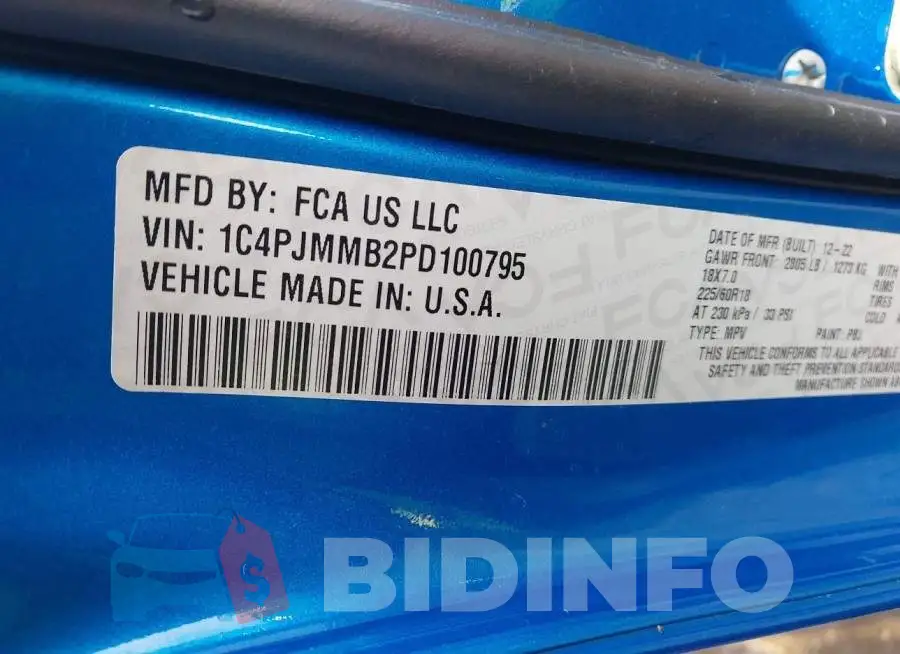 1C4PJMMB2PD100795 Photo# 9