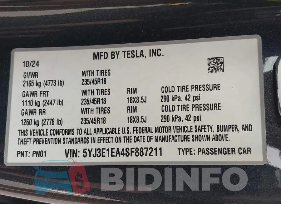 5YJ3E1EA4SF887211 Photo# 9
