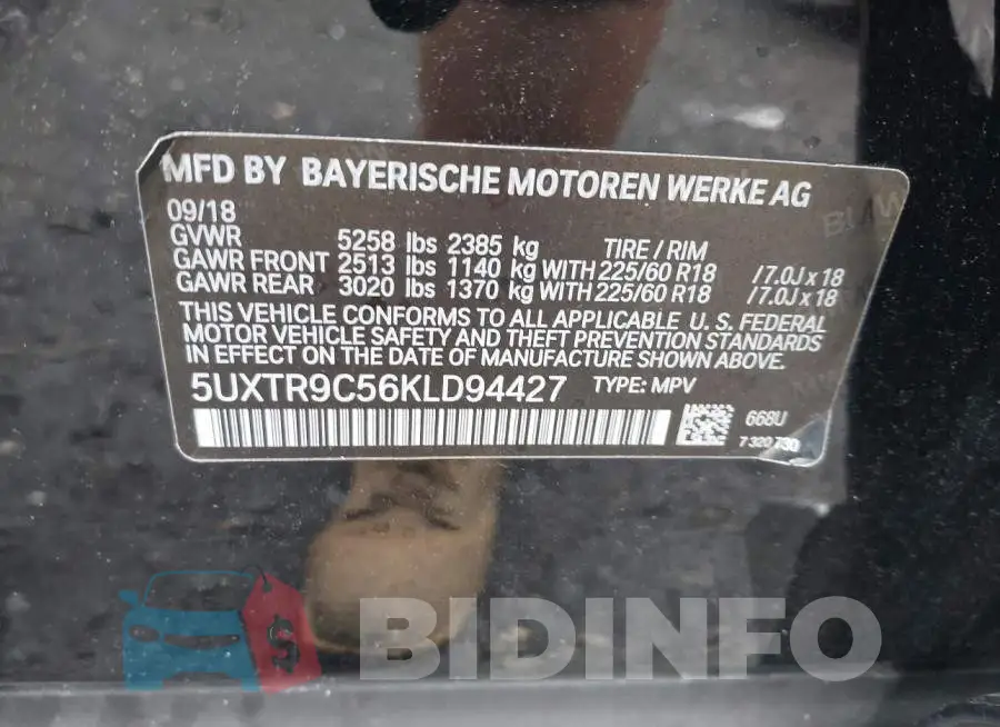 5UXTR9C56KLD94427 Photo# 9
