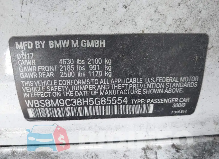 WBS8M9C38H5G85554 Photo# 9