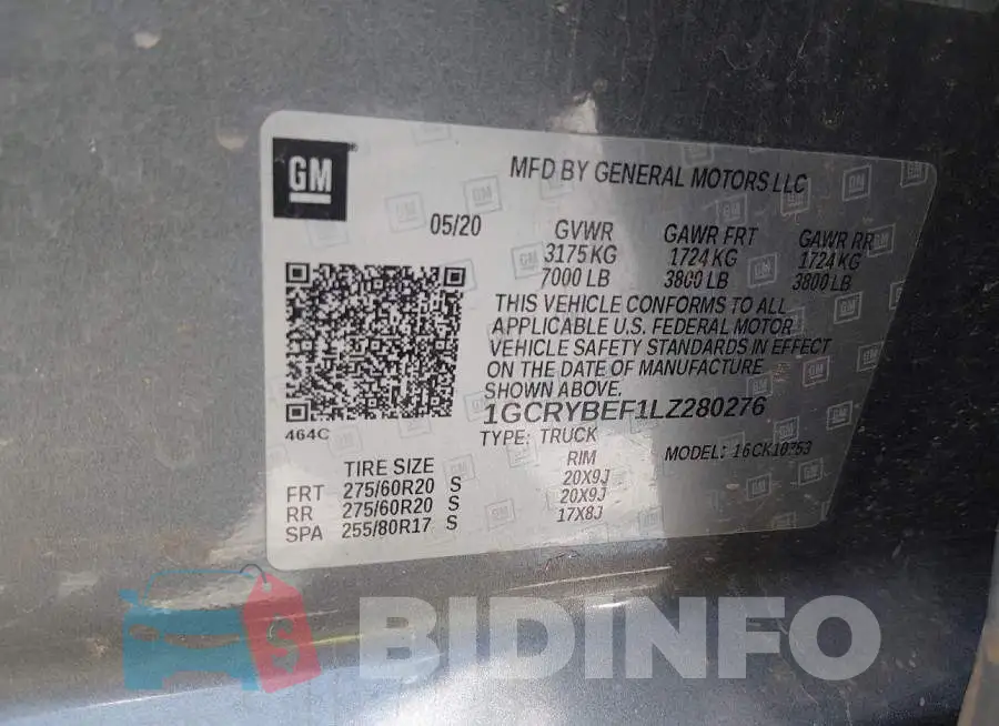 1GCRYBEF1LZ280276 Photo# 9