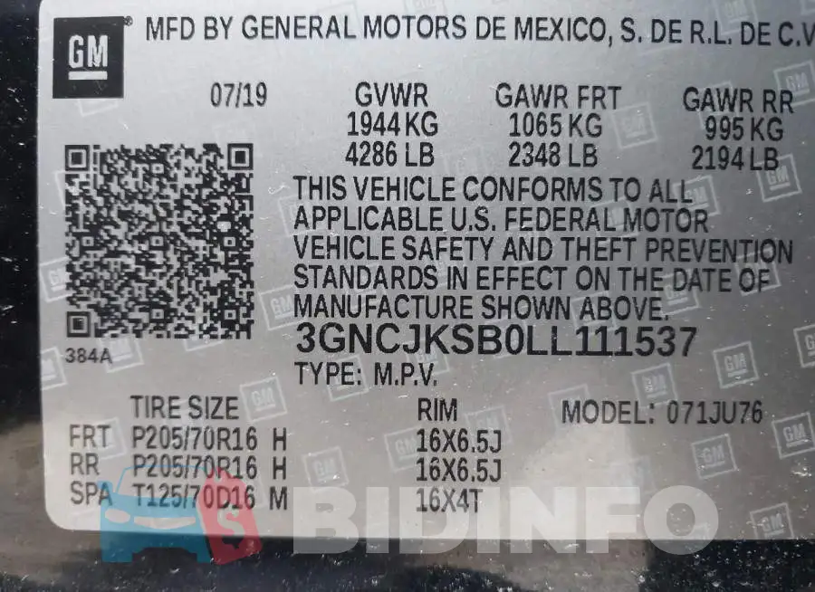 3GNCJKSB0LL111537 Photo# 9