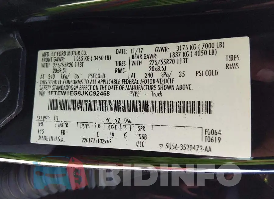1FTEW1EG8JKC92468 Photo# 9