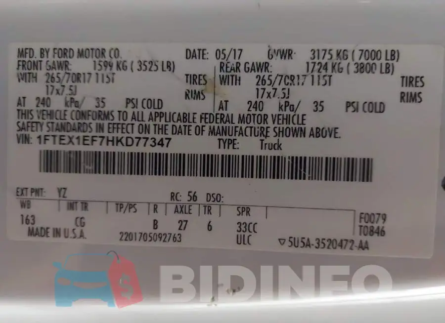 1FTEX1EF7HKD77347 Photo# 9