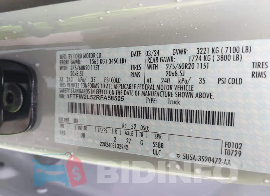 1FTFW2L52RFA58505 Photo# 9