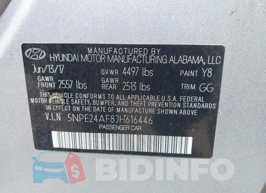 5NPE24AF8JH616446 Photo# 9