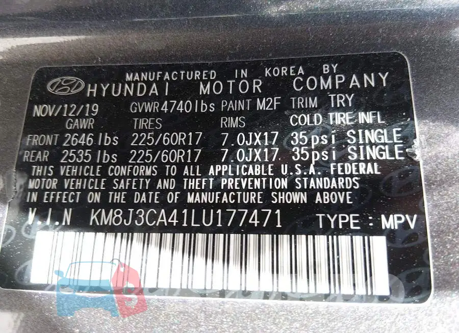 KM8J3CA41LU177471 Photo# 9