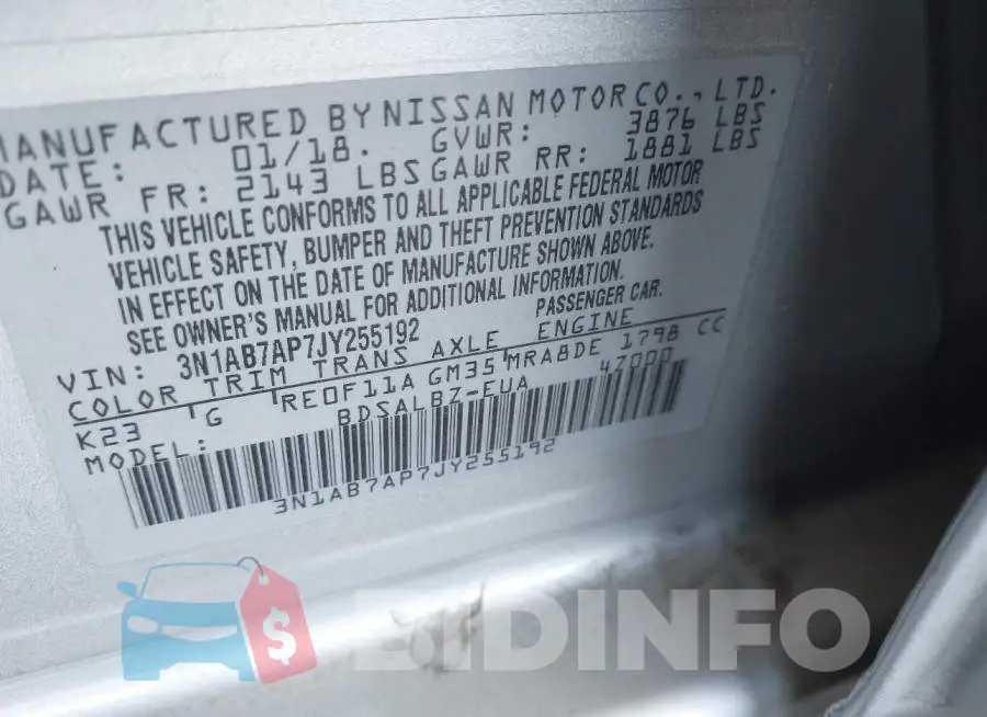 3N1AB7AP7JY255192 Photo# 9