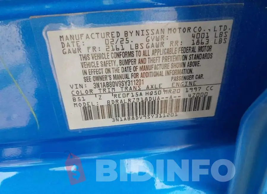 3N1AB8DV9SY311201 Photo# 9