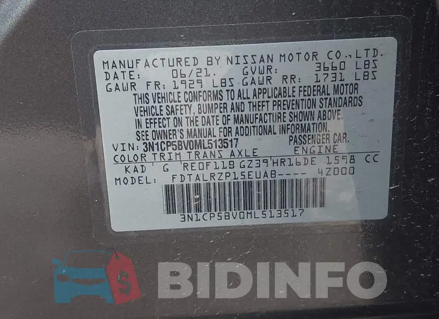 3N1CP5BV0ML513517 Photo# 9