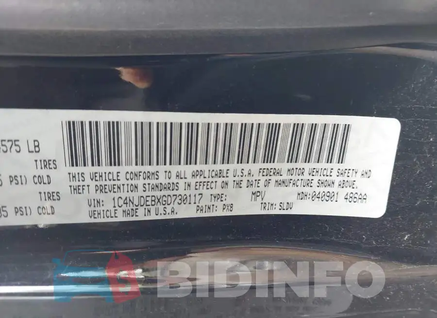 1C4NJDEBXGD730117 Photo# 9