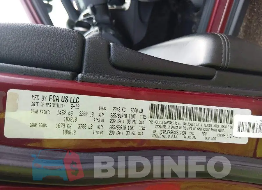 1C4RJFAG6KC817834 Photo# 9