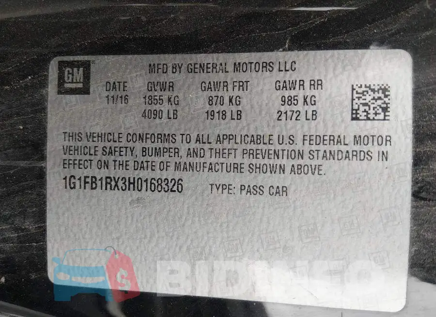 1G1FB1RX3H0168326 Photo# 9