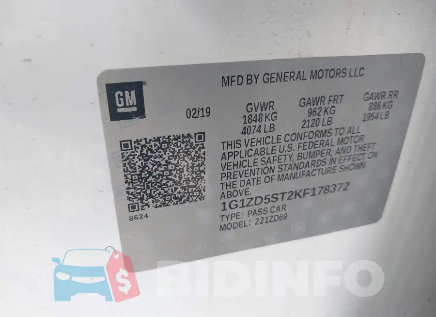 1G1ZD5ST2KF178372 Photo# 9