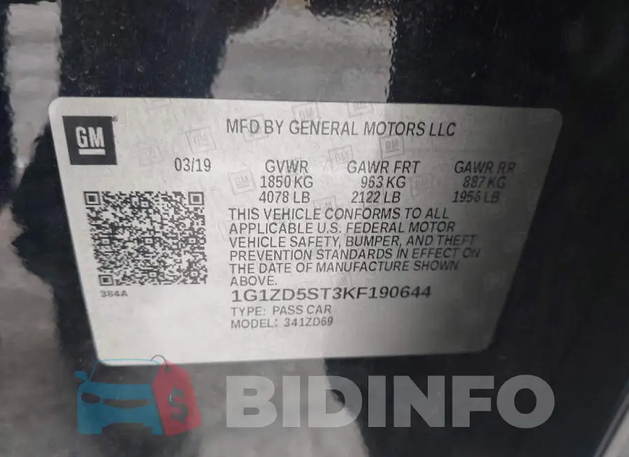 1G1ZD5ST3KF190644 Photo# 9