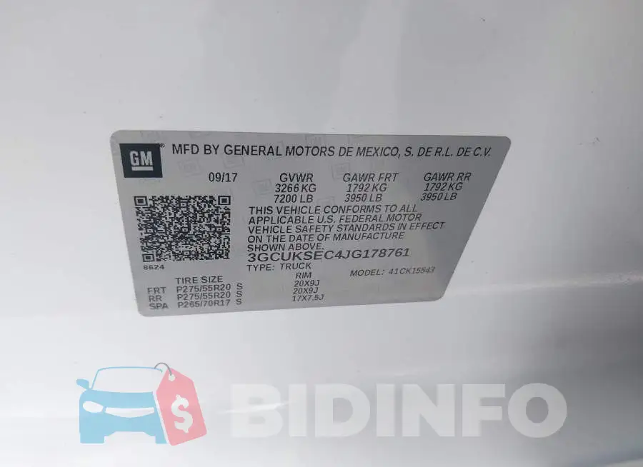 3GCUKSEC4JG178761 Photo# 9