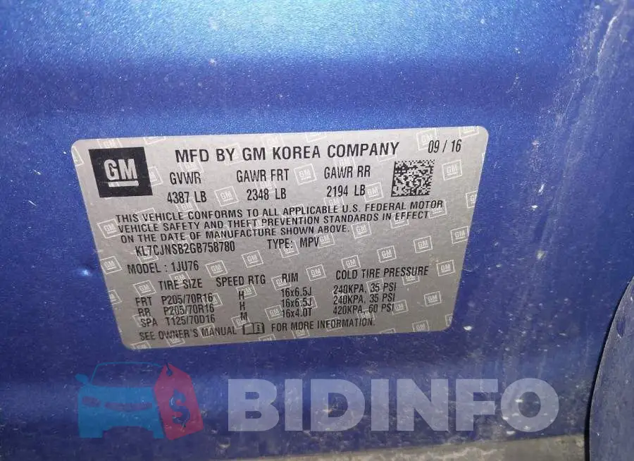 KL7CJNSB2GB758780 Photo# 9