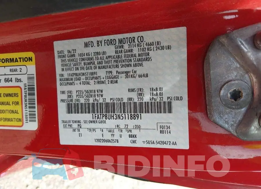 1FATP8UH3N5118891 Photo# 9