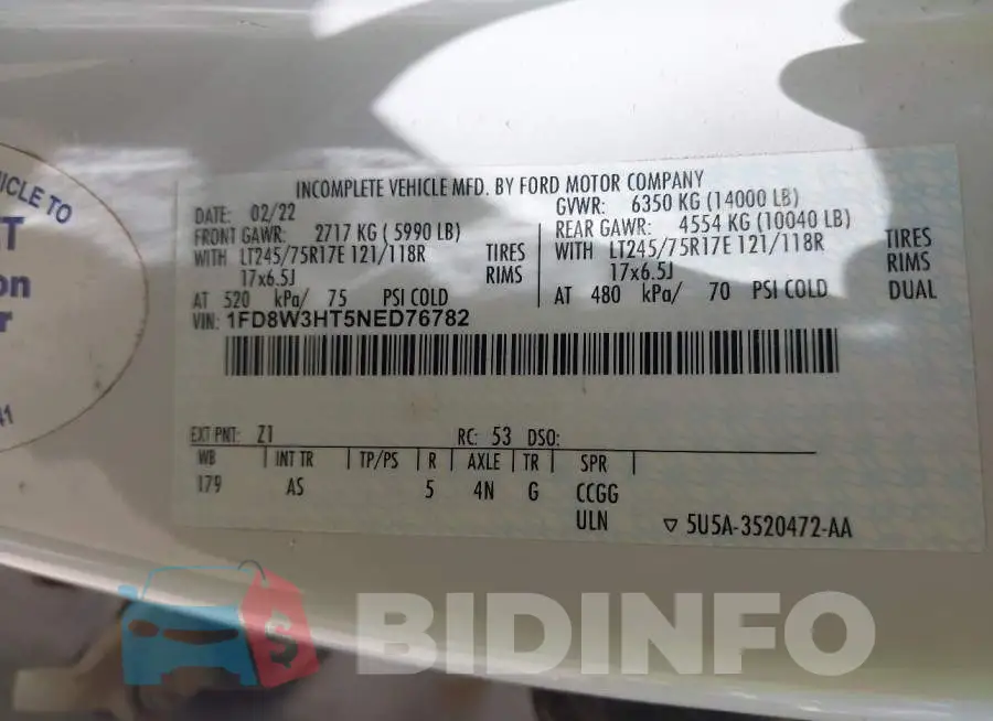 1FD8W3HT5NED76782 Photo# 9