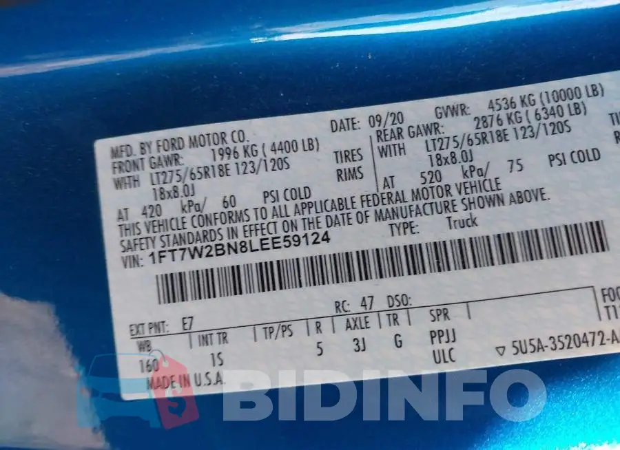 1FT7W2BN8LEE59124 Photo# 9