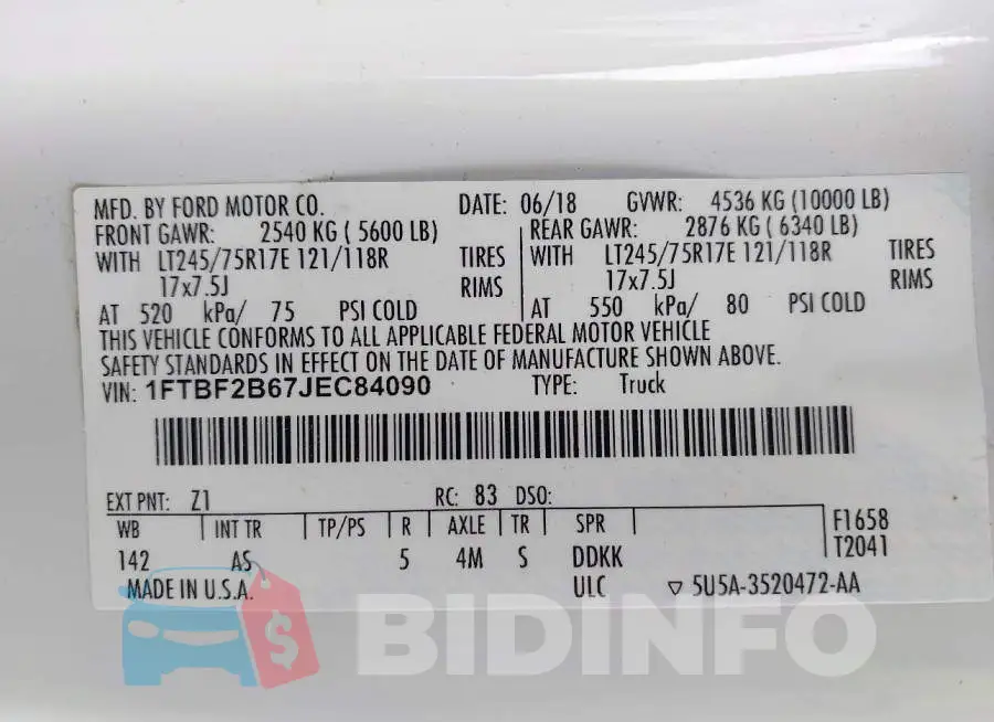 1FTBF2B67JEC84090 Photo# 9