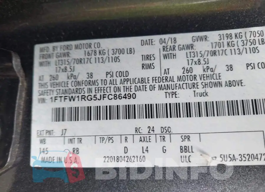 1FTFW1RG5JFC86490 Photo# 9