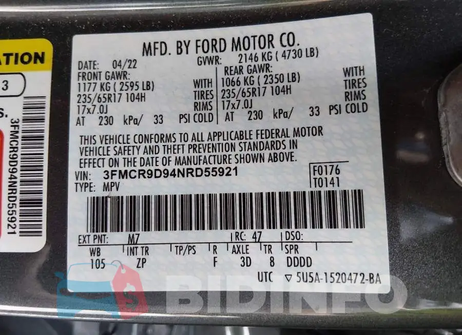 3FMCR9D94NRD55921 Photo# 9
