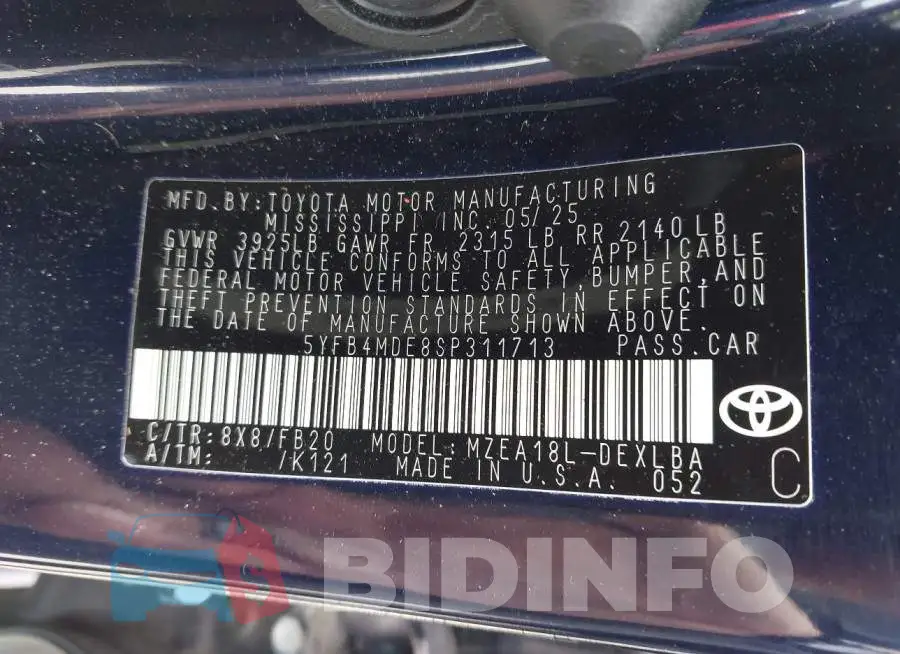 5YFB4MDE8SP311713 Photo# 9