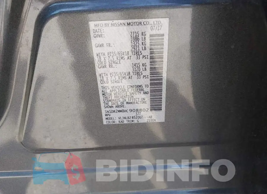 5N1DR2MM8HC908802 Photo# 9