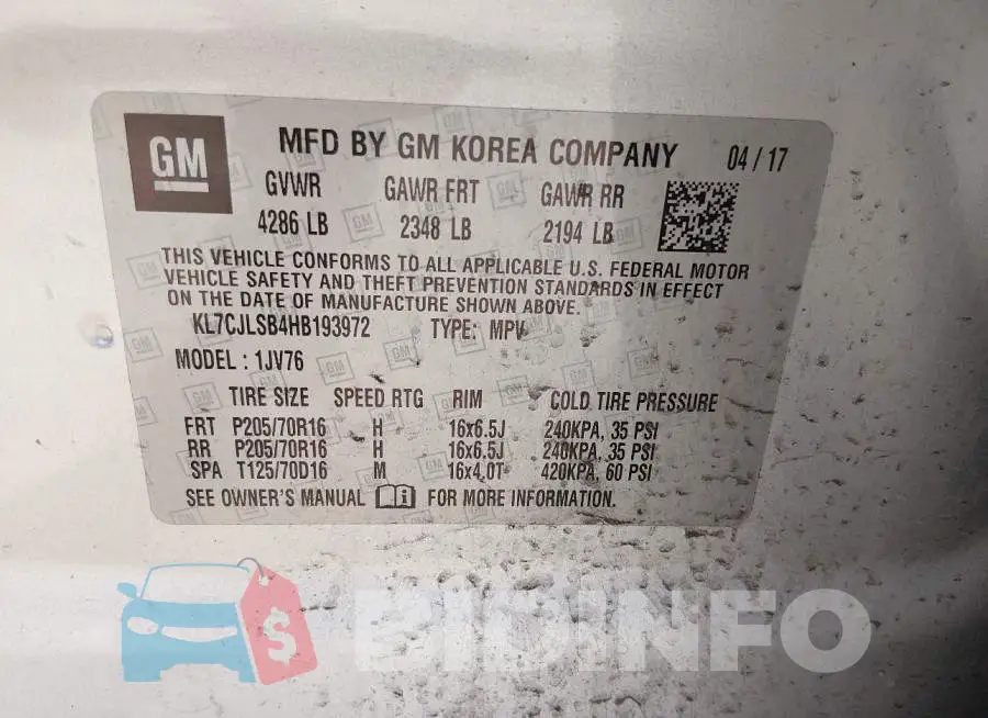KL7CJLSB4HB193972 Photo# 9