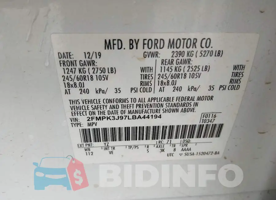 2FMPK3J97LBA44194 Photo# 9