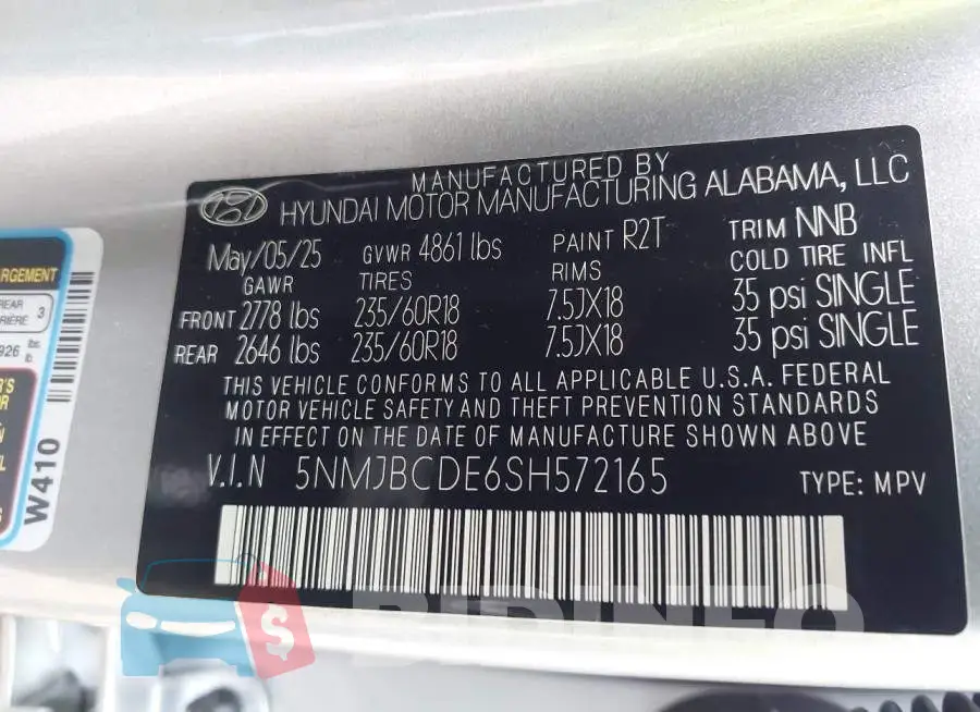 5NMJBCDE6SH572165 Photo# 9