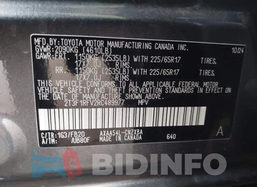 2T3F1RFV2RC489977 Photo# 9