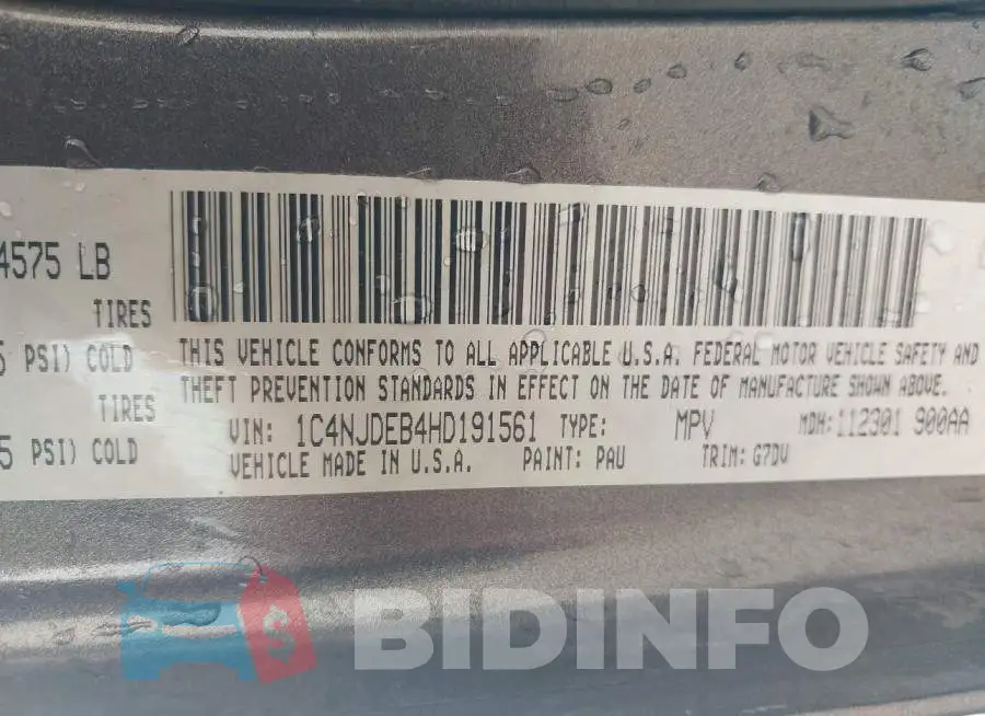 1C4NJDEB4HD191561 Photo# 9