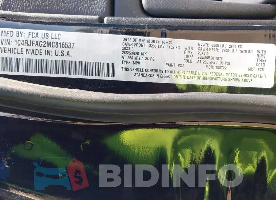 1C4RJFAG2MC816537 Photo# 9