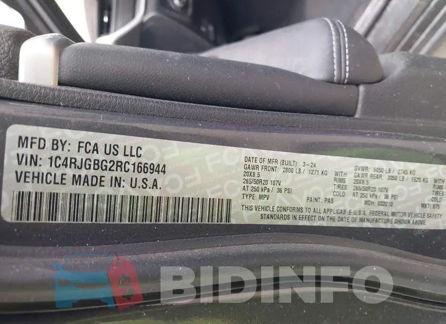 1C4RJGBG2RC166944 Photo# 9