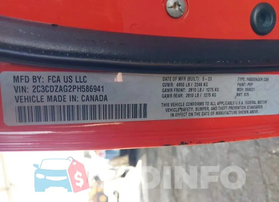 2C3CDZAG2PH586941 Photo# 9