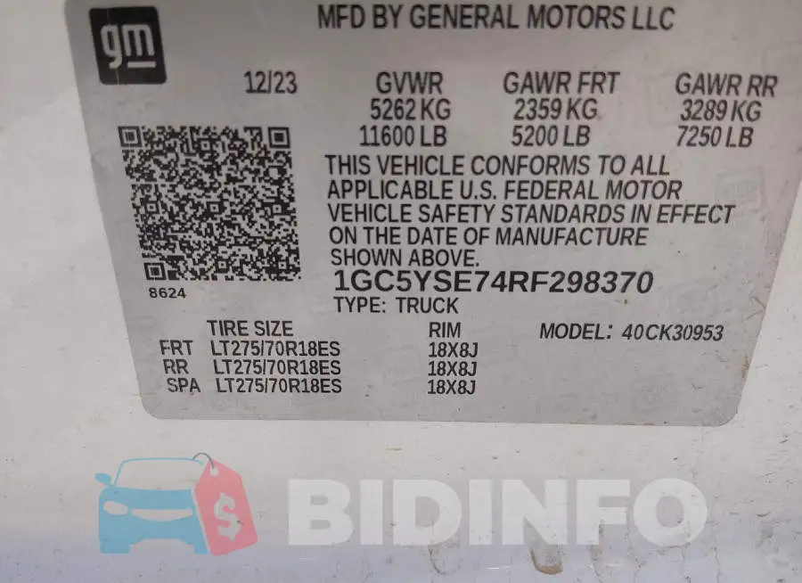 1GC5YSE74RF298370 Photo# 9