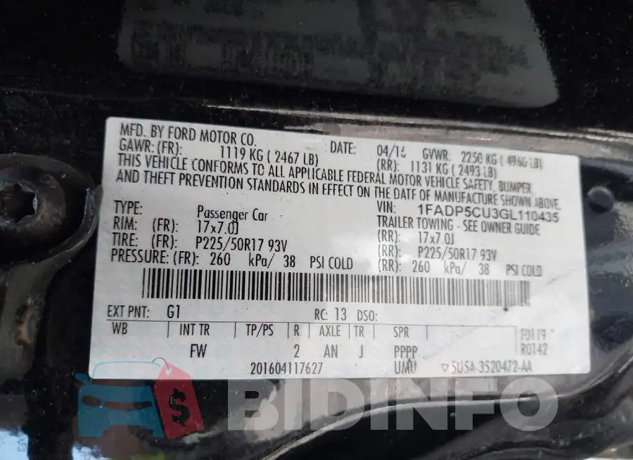 1FADP5CU3GL110435 Photo# 9