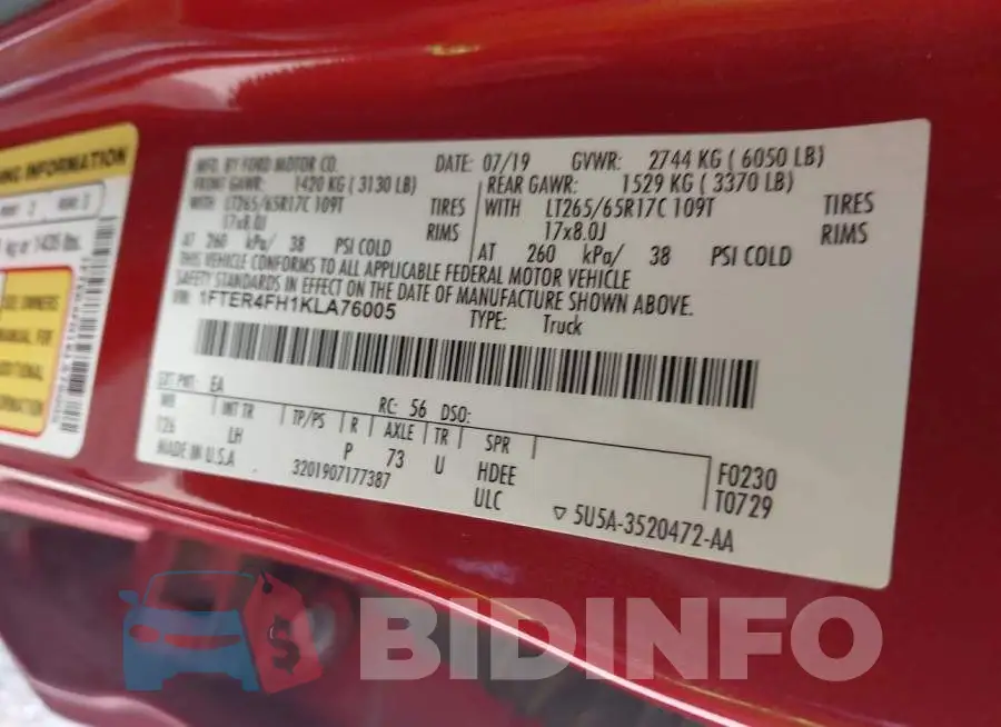 1FTER4FH1KLA76005 Photo# 9