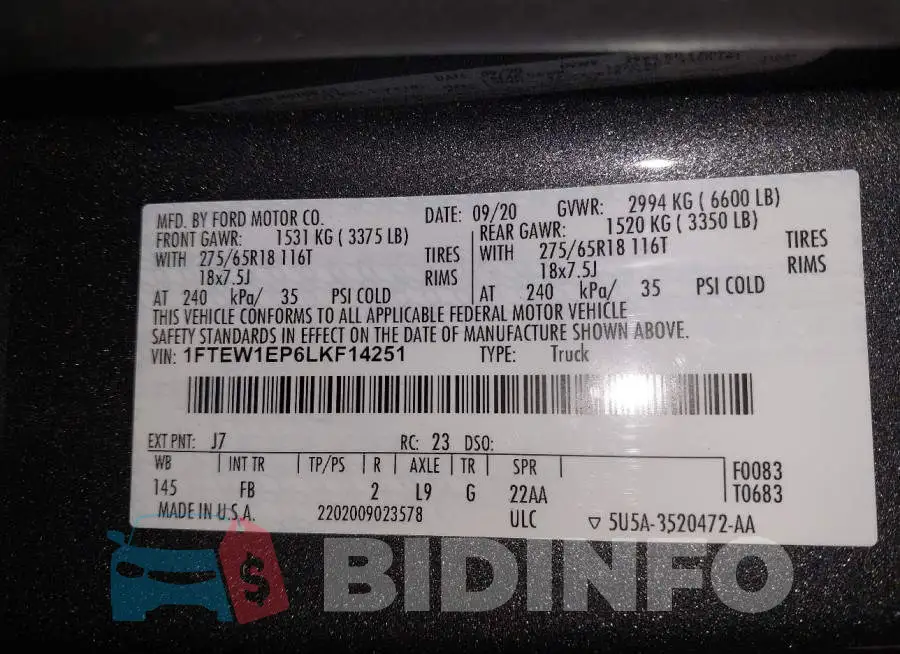 1FTEW1EP6LKF14251 Photo# 9