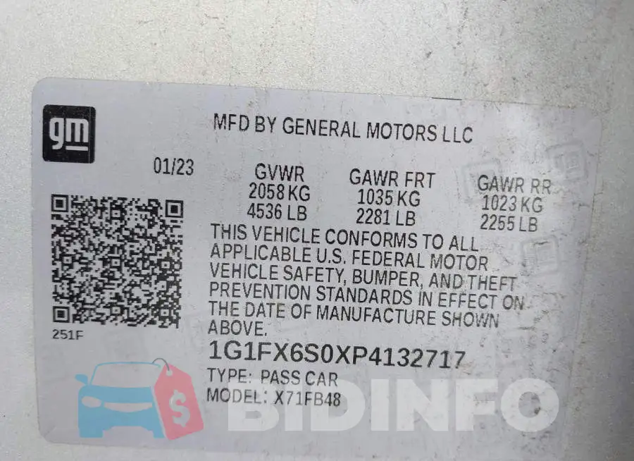 1G1FX6S0XP4132717 Photo# 9